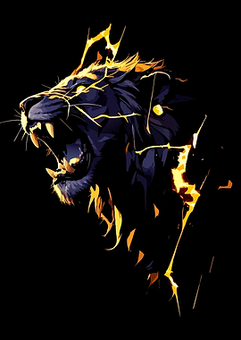 Roaring Lion with Golden Accents
