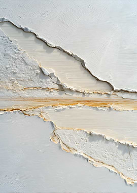 Textured White and Gold Abstract Art