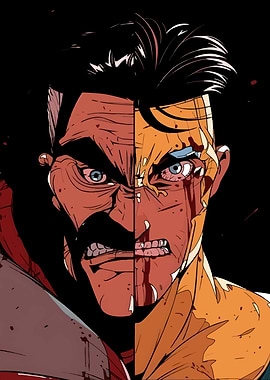 Omni-Man Split Face Comic Art