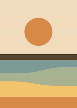 Minimalist Sunset Landscape Art