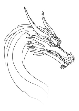 Dragon Head Minimalist Line Art