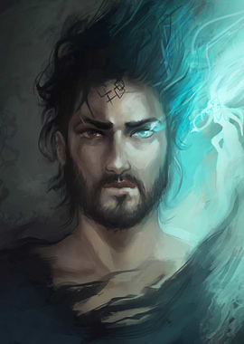 Mystic Man with Spirit Companion Portrait