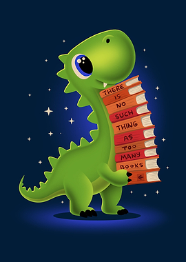 Dinosaur Carrying Books Illustration