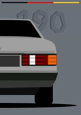 Mercedes-Benz 190E Minimalist Car Art