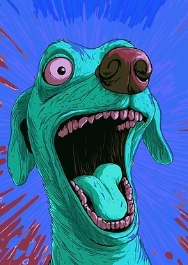 Cartoon Dog with Open Mouth
