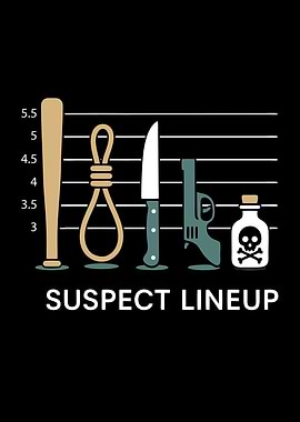 Suspect Lineup: Dark Humor Illustration