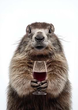 Olympic Marmot with Wine Glass