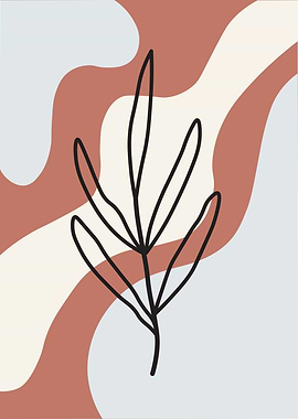 Minimalist Leaf Art with Abstract Background