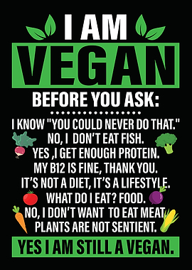 I am Vegan - Text Art