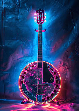 Banjo with Neon Lighting