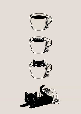 Black cat in a coffee cup