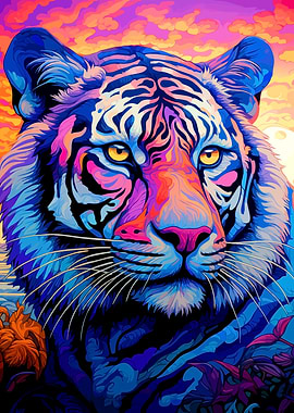 Colorful Tiger Portrait