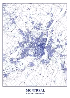 Montreal City Map Blueprint Style