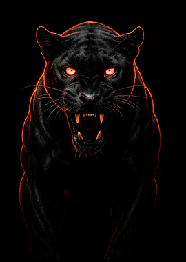 Black Panther with Glowing Eyes
