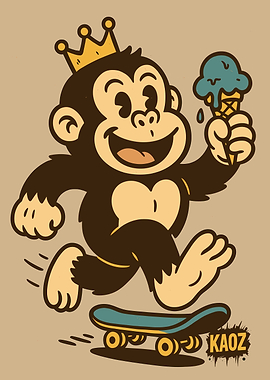 Monkey King Skateboard Ice Cream Cartoon