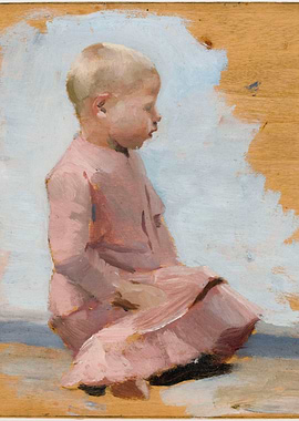 Painting of a Child in Pink Dress