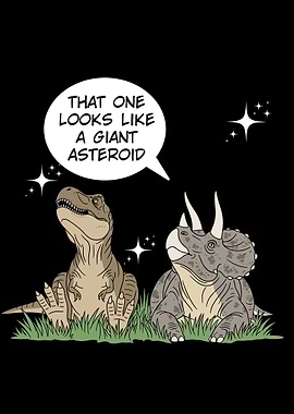 Funny Dinosaur Asteroid Cartoon