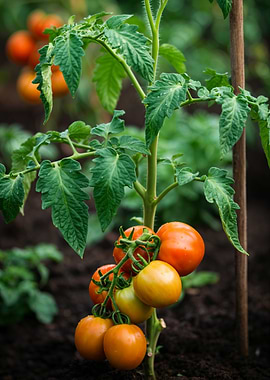 Tomato Plant with Ripening Tomatoes