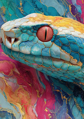 Colorful Snake Head Close-Up