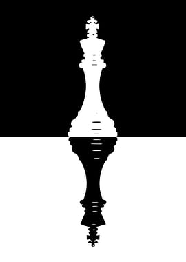 Chess King Reflection Black and White