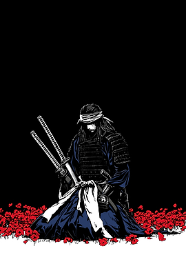 Blindfolded Samurai in a Field of Poppies