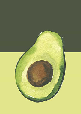 Watercolor Avocado Slice