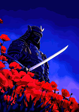 Samurai in Poppy Field