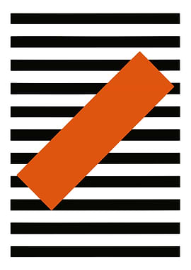 Abstract Orange Rectangle on Black Stripes