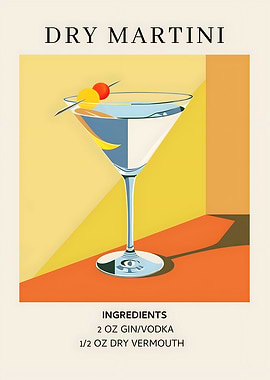 Dry Martini Cocktail Recipe Art