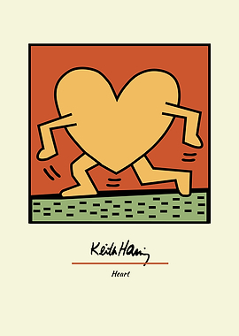 Keith Haring Heart Running Illustration