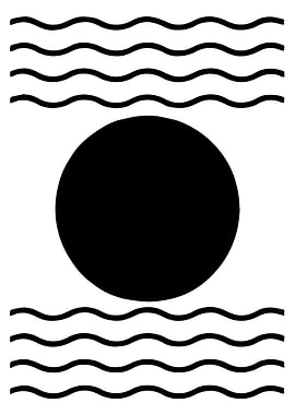 Black Circle with Waves Illustration