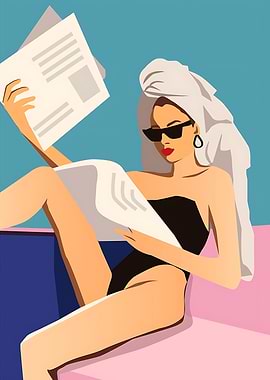 Minimalist Fashion Woman Reading Poster