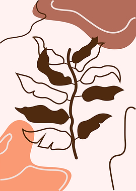 Abstract Botanical Art with Brown Leaves