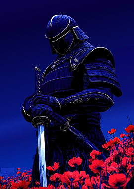 Blue Samurai in Poppy Field