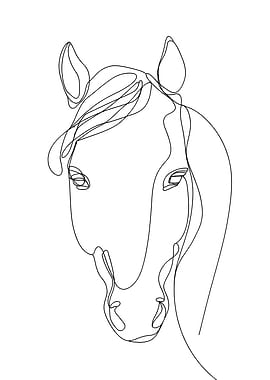 Horse Head Minimalist Line Art