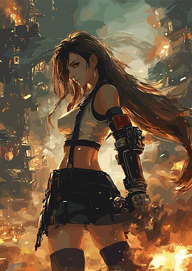 Tifa Lockhart in a destroyed city