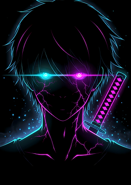 Neon Shadow Anime Glow Portrait