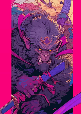 Monkey Warrior with Sword Illustration