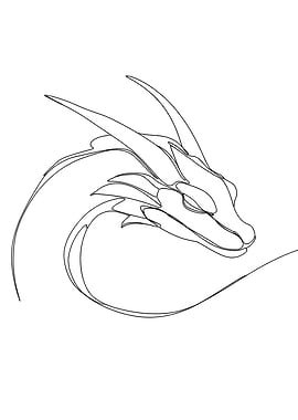 Mythical Dragon Minimalist Line Art