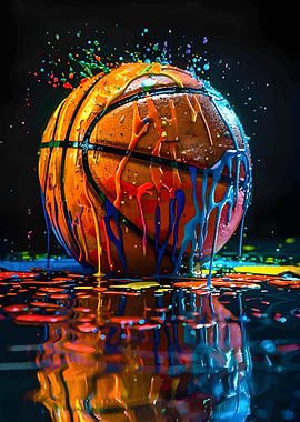 Basketball with Dripping Paint