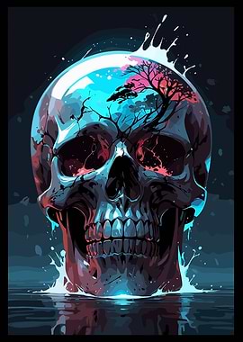 Skull with Tree and Water