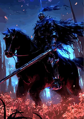 Dark Knight on Horseback Illustration