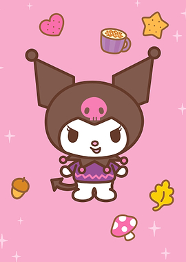 Kuromi character on pink background