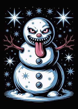 Evil Snowman with Tongue Out