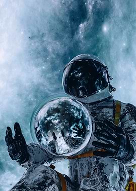 Astronaut Holding glass Ball