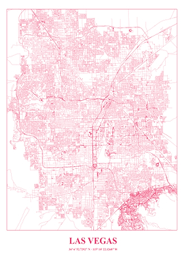 Las Vegas City Map in Pink