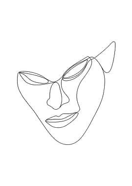 Minimalist Line Art Mythical Creature Face Portrait