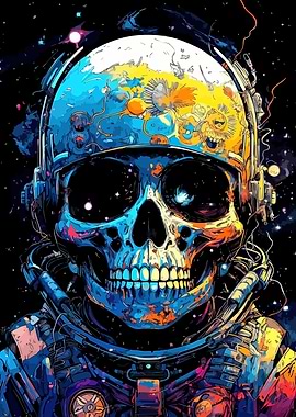 Astronaut Skull in Space Art