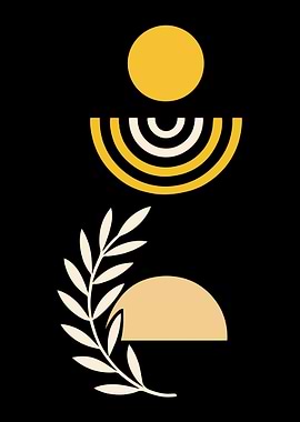 Abstract Geometric Art with Botanical Element