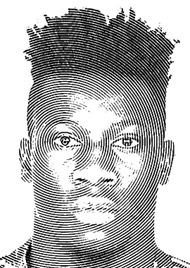 Portrait Onana with Circular Line Pattern